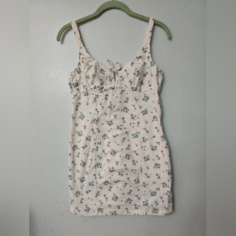 Victoria’s Secret Floral Stretchy Denim Corset Cami Cream Dress Midi Medium - Picture 1 of 13